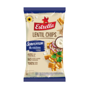 Hapukoore- ja sibulamaitselised ESTRELLA läätsekrõpsud, 100g