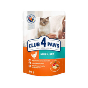 Kassisööt Premium steriliseeritud kassile, CLUB4PAWS, 80 g