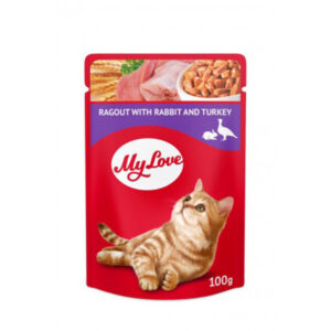 Kassitoit täiskasvanud kassile, küülik/kalkun, MY LOVE, 100 g