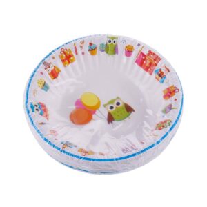 Sügavad papptaldrikud "öökullid" 16cm, SMILE, 12 tk