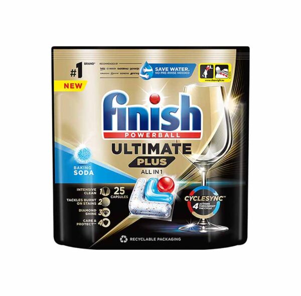 Nõudepesumasina tabletid Ultimate PLUS Baking soda, FINISH, 25 tk