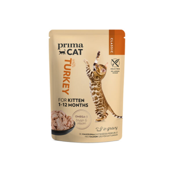 PrimaCat Classic kassitoit kassipoegadele kalkunilikaga kastmes 85g